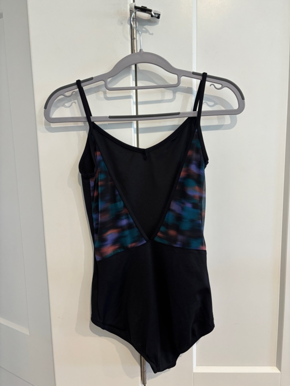 Capezio Black Leotard with printed mesh back. Size M - Picture 2 of 6